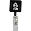 30" Cord Square Badge Reel w/ Metal Slip Clip (Direct Imprint)